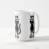 猫の面白いキャラクターが布を引っかく コーヒーマグカップ (正面右)