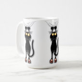 猫の面白いキャラクターが布を引っかく コーヒーマグカップ (正面左)