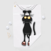 猫の面白いキャラクターが布を引っかく ゴルフタオル (インサイチュ)