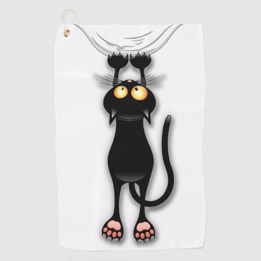 猫の面白いキャラクターが布を引っかく ゴルフタオル (正面)