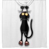 猫の面白いキャラクターが布を引っかく シャワーカーテン (正面)