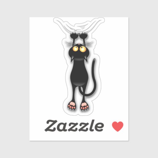 猫の面白いキャラクターが布を引っかく シール (シート)