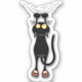 猫の面白いキャラクターが布を引っかく シール (正面)