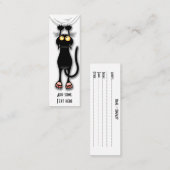 猫の面白いキャラクターが布を引っかく スキニー名刺 (正面/裏面)