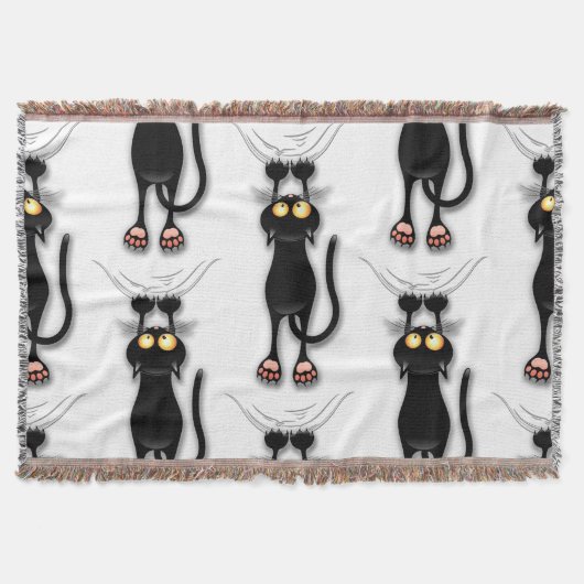 猫の面白いキャラクターが布を引っかく スローブランケット (正面)