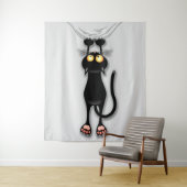 猫の面白いキャラクターが布を引っかく タペストリー (インサイチュ)