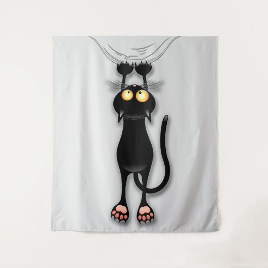猫の面白いキャラクターが布を引っかく タペストリー (正面)