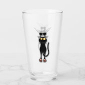 猫の面白いキャラクターが布を引っかく タンブラーグラス (裏面)