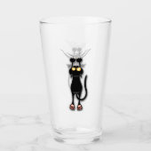 猫の面白いキャラクターが布を引っかく タンブラーグラス (正面)