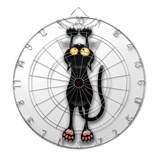 猫の面白いキャラクターが布を引っかく ダーツボード (正面)