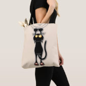 猫の面白いキャラクターが布を引っかく トートバッグ (クローズアップ)