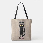 猫の面白いキャラクターが布を引っかく トートバッグ (裏面)