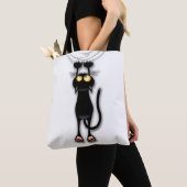 猫の面白いキャラクターが布を引っかく トートバッグ (クローズアップ)
