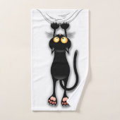 猫の面白いキャラクターが布を引っかく バスタオルセット (ハンドタオル)