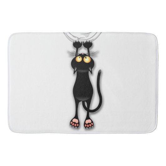 猫の面白いキャラクターが布を引っかく バスマット (正面)