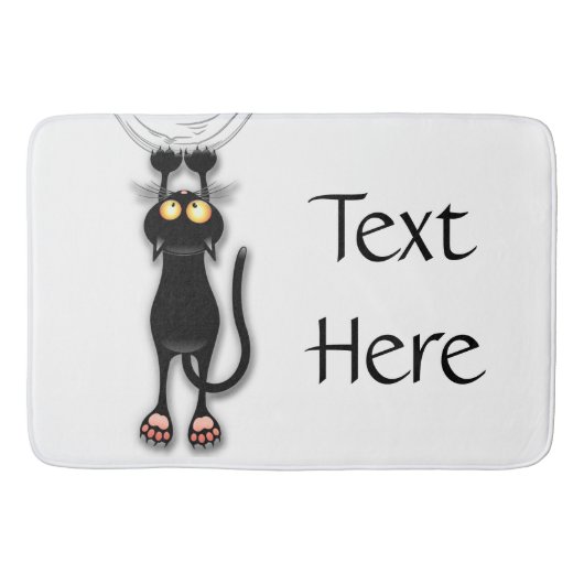 猫の面白いキャラクターが布を引っかく バスマット (正面)
