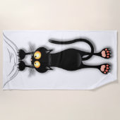猫の面白いキャラクターが布を引っかく ビーチタオル (正面)