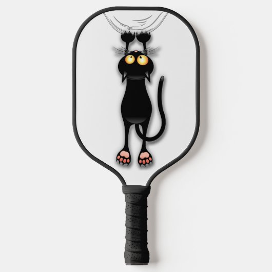 猫の面白いキャラクターが布を引っかく ピックルボールラケット (正面)