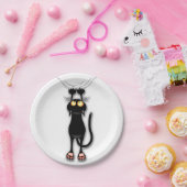 猫の面白いキャラクターが布を引っかく ペーパープレート (パーティー)