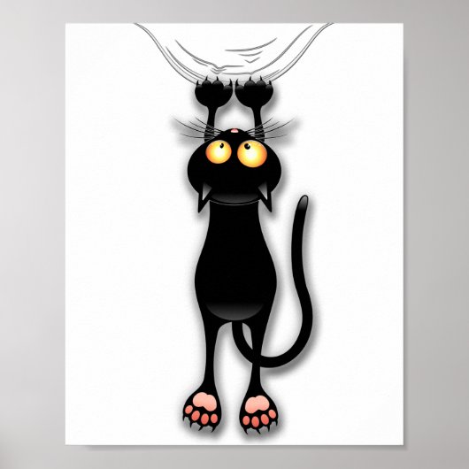 猫の面白いキャラクターが布を引っかく ポスター (正面)