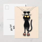 猫の面白いキャラクターが布を引っかく ポストカード (正面/裏面)