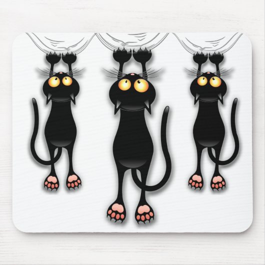 猫の面白いキャラクターが布を引っかく マウスパッド (正面)