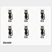 猫の面白いキャラクターが布を引っかく ラウンドシール (シート)