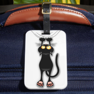 猫の面白いキャラクターが布を引っかく ラゲッジタグ