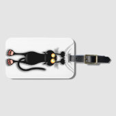 猫の面白いキャラクターが布を引っかく ラゲッジタグ (正面横)