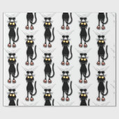 猫の面白いキャラクターが布を引っかく ラッピングペーパー (フラット)