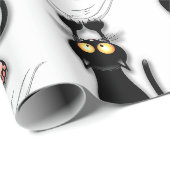 猫の面白いキャラクターが布を引っかく ラッピングペーパー (ロールコーナー)