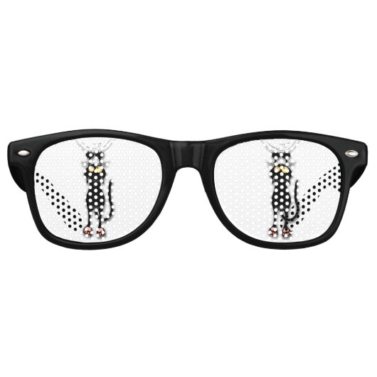 猫の面白いキャラクターが布を引っかく レトロサングラス (正面)