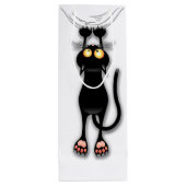 猫の面白いキャラクターが布を引っかく ワインギフトバッグ (裏面)