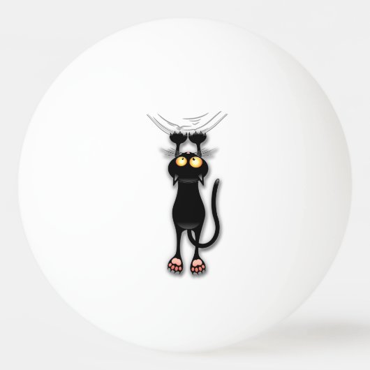 猫の面白いキャラクターが布を引っかく 卓球ボール (正面)