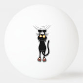 猫の面白いキャラクターが布を引っかく 卓球ボール (裏面)