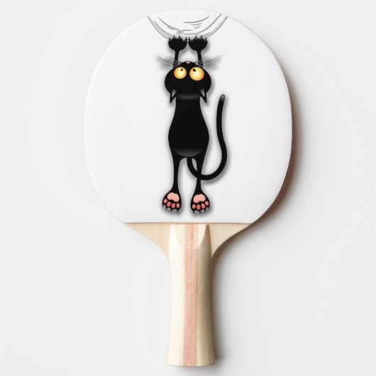 猫の面白いキャラクターが布を引っかく 卓球ラケット (正面)