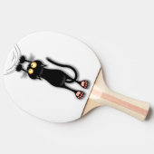 猫の面白いキャラクターが布を引っかく 卓球ラケット (横)
