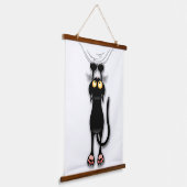 猫の面白いキャラクターが布を引っかく 吊り下げ型タペストリー (傾斜あり)