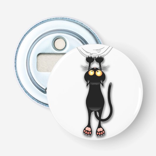 猫の面白いキャラクターが布を引っかく 栓抜き (正面)