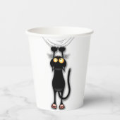 猫の面白いキャラクターが布を引っかく 紙コップ (正面)