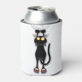 猫の面白いキャラクターが布を引っかく 缶クーラー (缶正面)