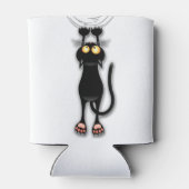 猫の面白いキャラクターが布を引っかく 缶クーラー (裏面)