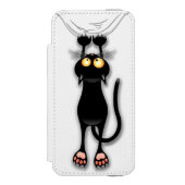 猫の面白いキャラクターが布を引っかく INCIPIO iPhoneウォレットケース (フォリオ 正面)