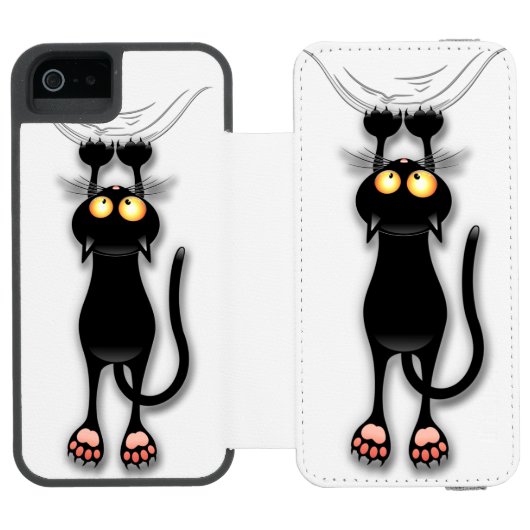 猫の面白いキャラクターが布を引っかく INCIPIO iPhoneウォレットケース (フォリオ Open)