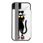 猫の面白いキャラクターが布を引っかく INCIPIO iPhoneウォレットケース (フォリオ裏面)