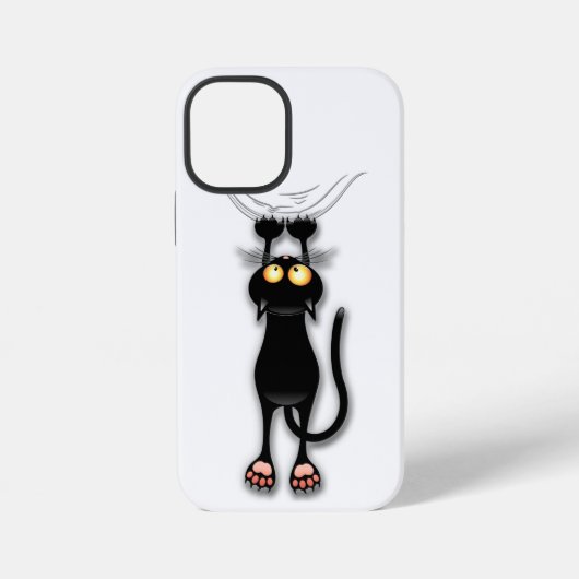 猫の面白いキャラクターが布を引っかく iPhoneケース (裏面)