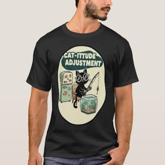 猫の面白いデザイン Tシャツ (正面)