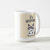 猫の面白いマグカップ「にゃ~んと嫌な人類」 コーヒーマグカップ (正面右)
