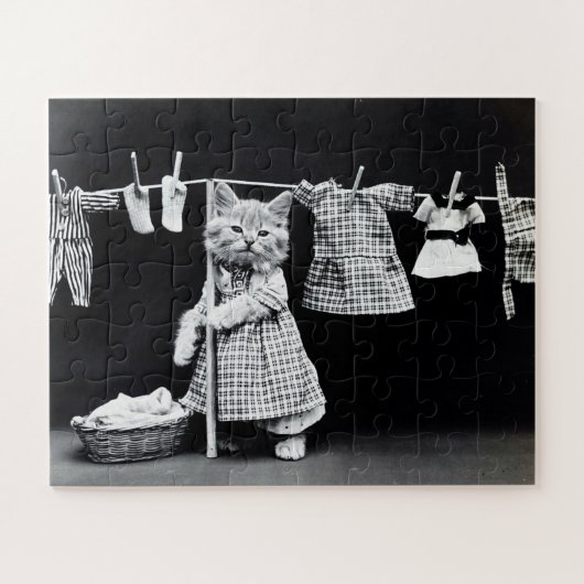 猫の面白い洗濯の日 ジグソーパズル (横)