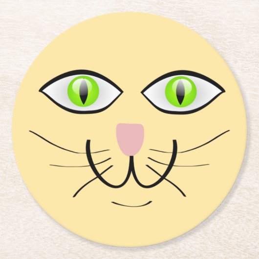 猫の面白い顔のキャラクター-29034 ラウンドペーパーコースター (正面)